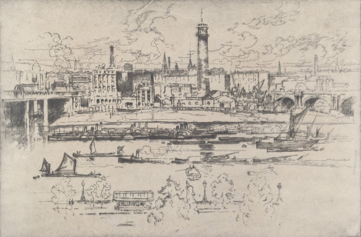 Torre de Tiro entre los Puentes, 1910 de Joseph Pennell