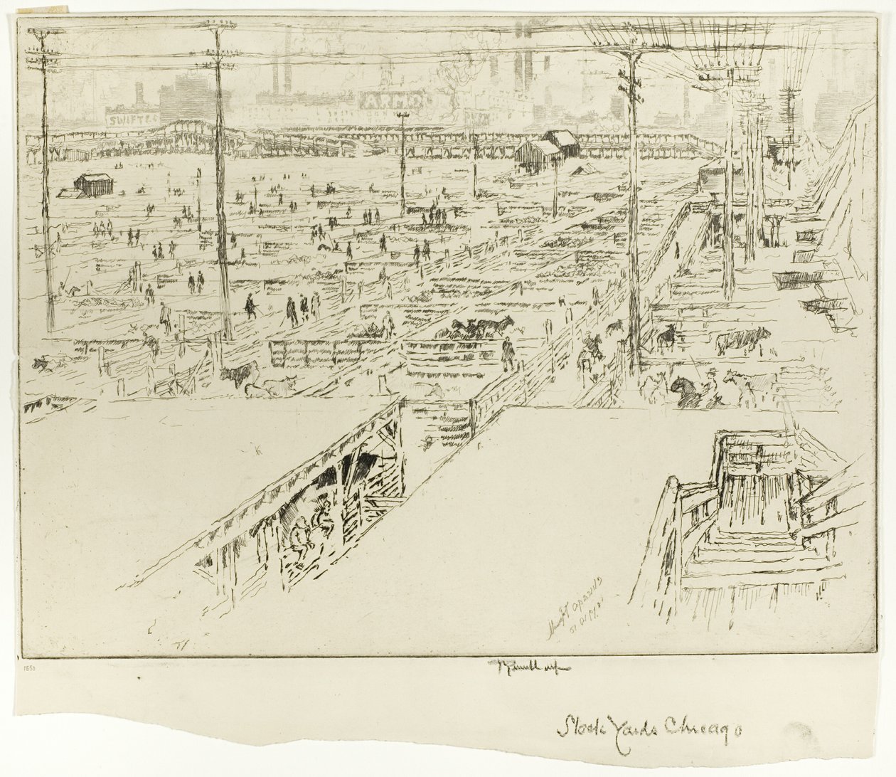 Corrales de ganado, Chicago de Joseph Pennell
