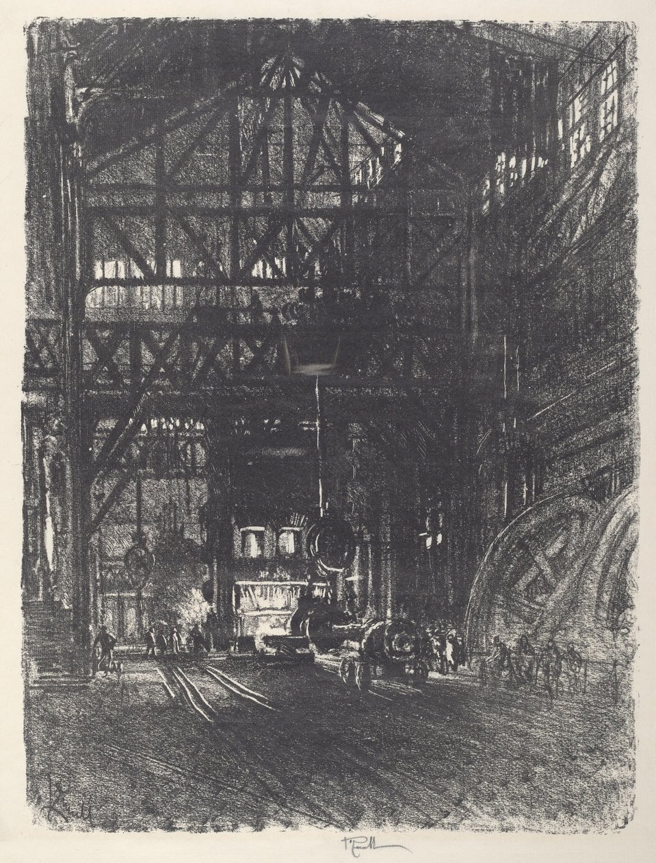 La Prensa de Placas de Armadura, 1917 de Joseph Pennell