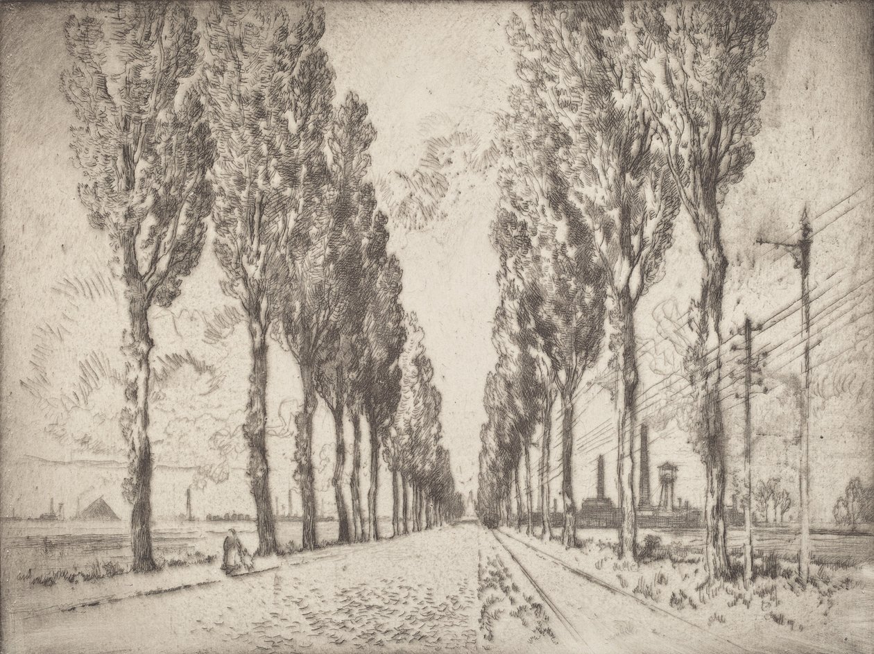 La avenida, Valenciennes, 1910 de Joseph Pennell
