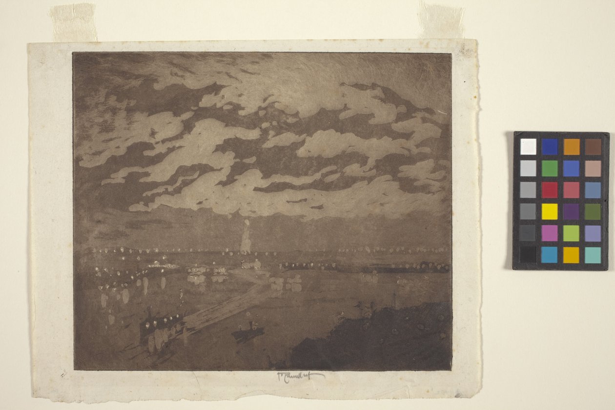 La bahía, Nueva York (aguatinta) de Joseph Pennell