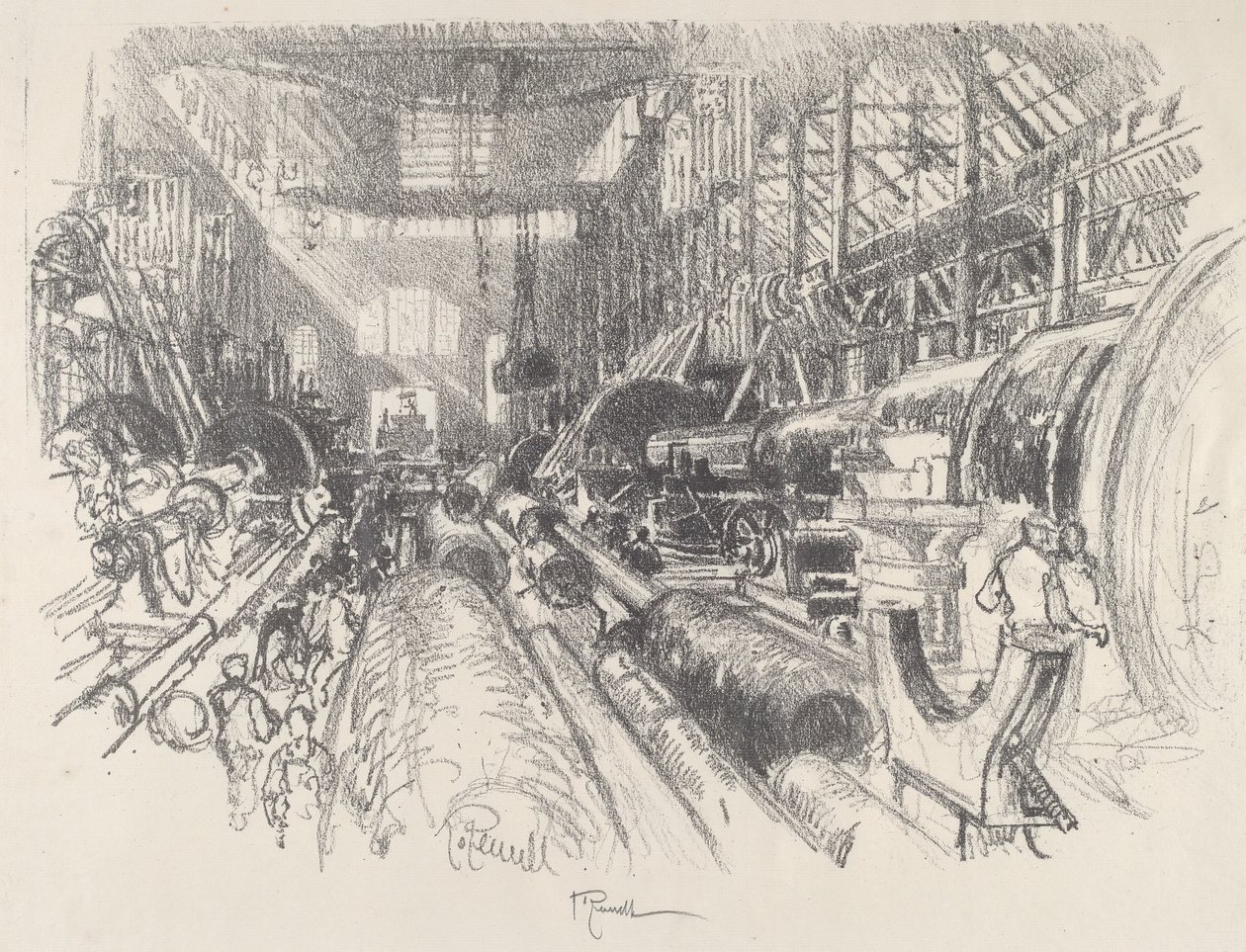 El torno más grande del mundo, 1917 de Joseph Pennell