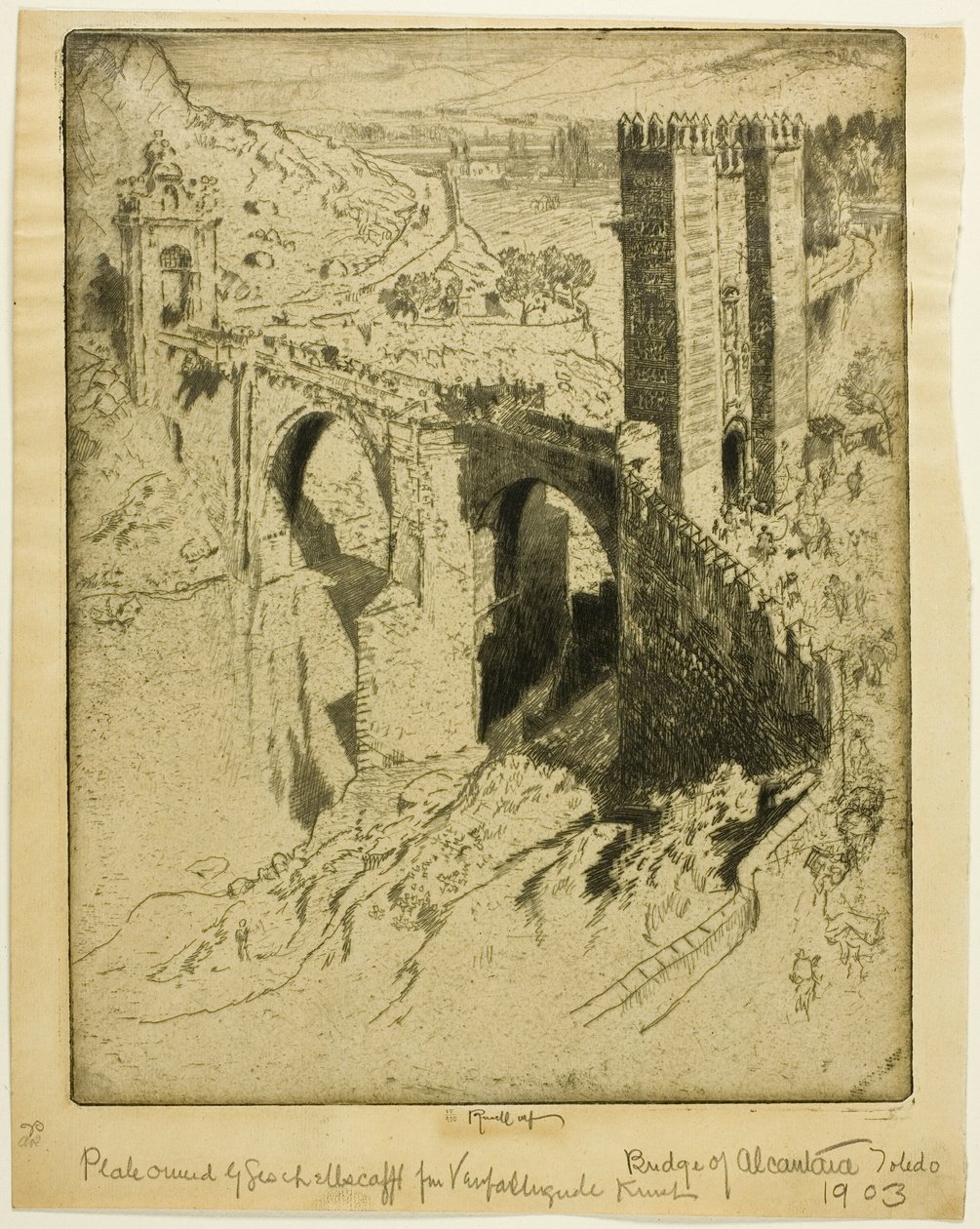 El puente de Alcántara, Toledo de Joseph Pennell