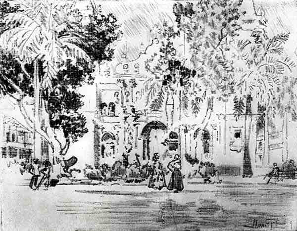 La catedral, lámina XXVI de El Canal de Panamá por Joseph Pennell, 1912 de Joseph Pennell