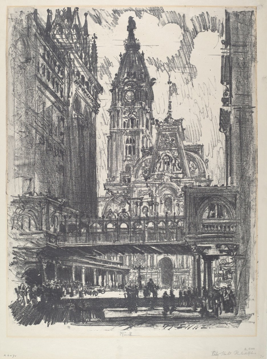 El ayuntamiento y el puente sobre Market Street de Joseph Pennell