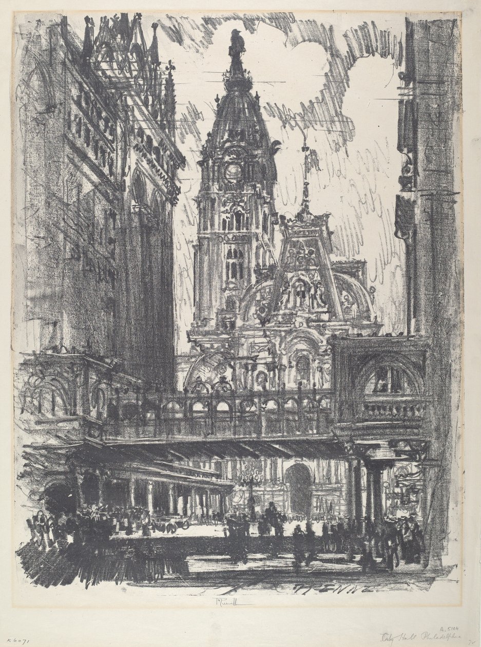 El Ayuntamiento y el Puente sobre Market Street de Joseph Pennell