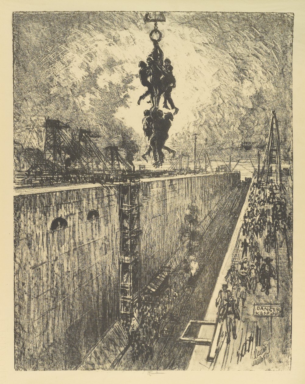 El Fin del Día, Esclusa de Gatún, 1912 de Joseph Pennell