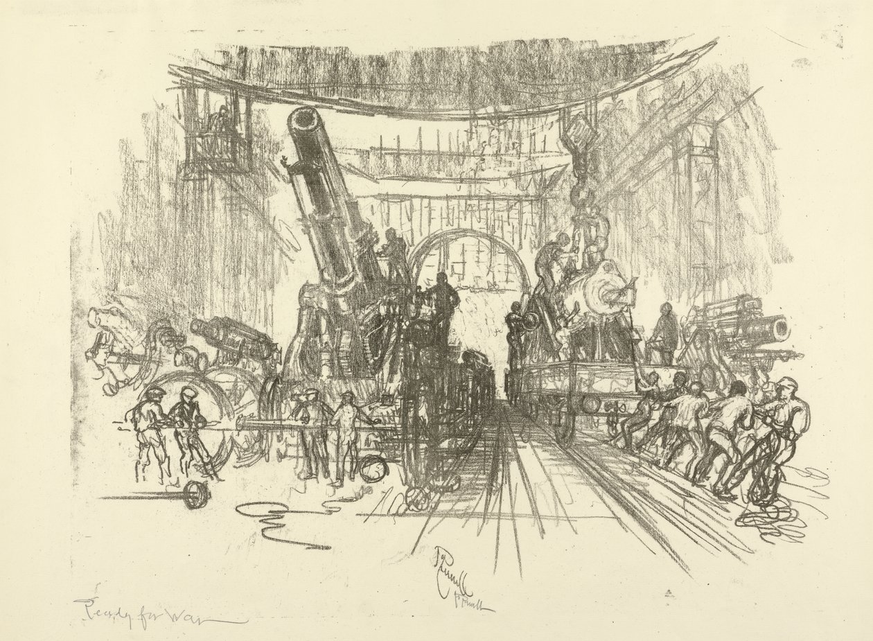 La serie de la guerra inglesa: W.453. Listos para la guerra, 1916 de Joseph Pennell