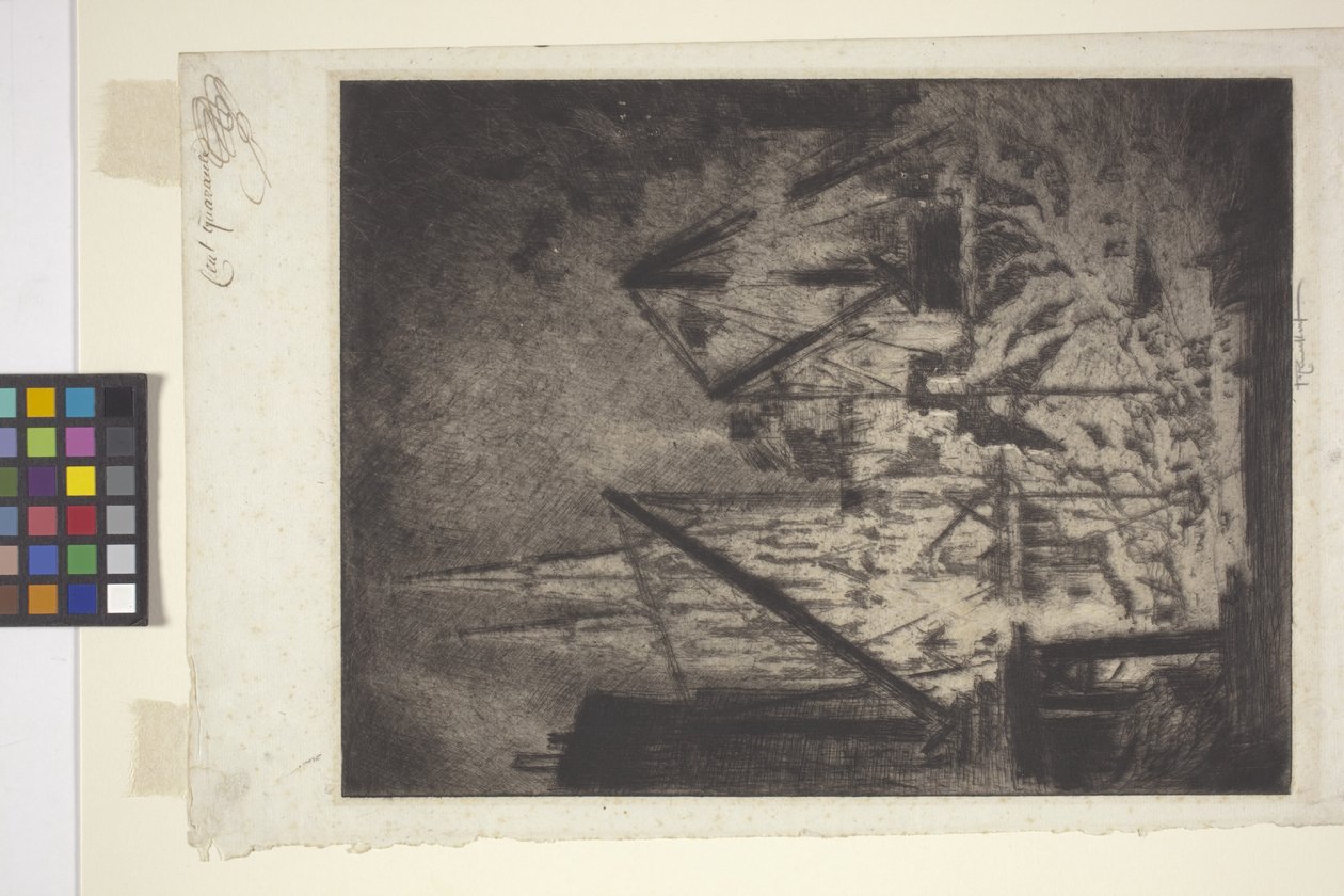 Los cimientos de la catedral (aguafuerte y punta seca) de Joseph Pennell