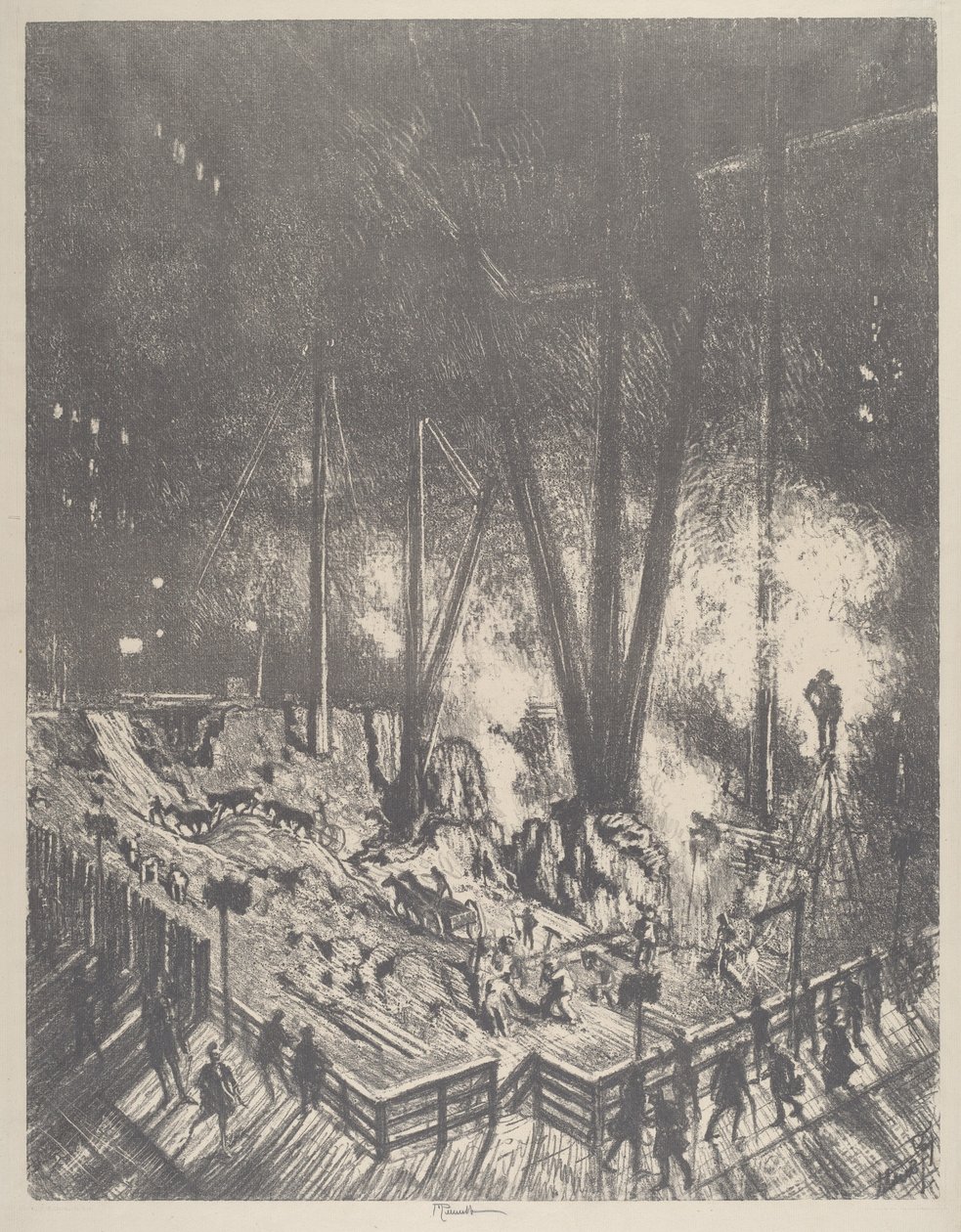 Los cimientos, construyendo un rascacielos, 1910 de Joseph Pennell