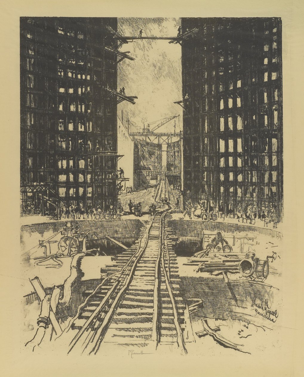 Las Puertas de la Esclusa de Pedro Miguel, 1912 de Joseph Pennell