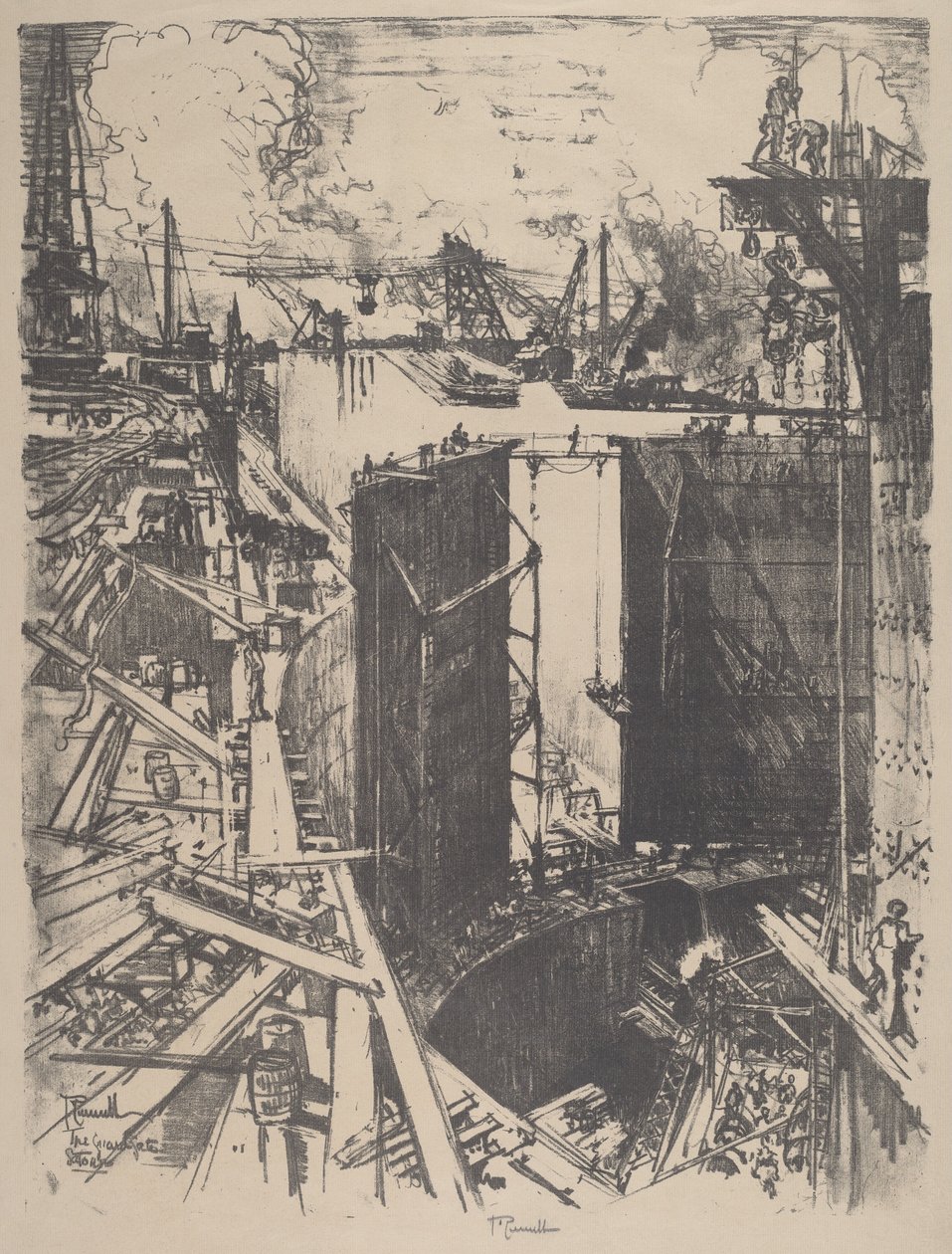 La puerta de guardia, esclusa de Gatun de Joseph Pennell