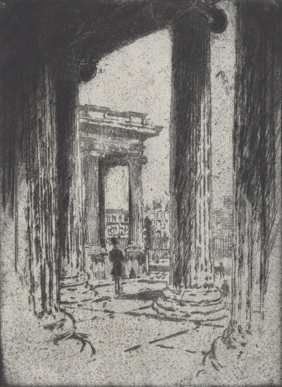El pórtico, Museo Británico, 1905 de Joseph Pennell