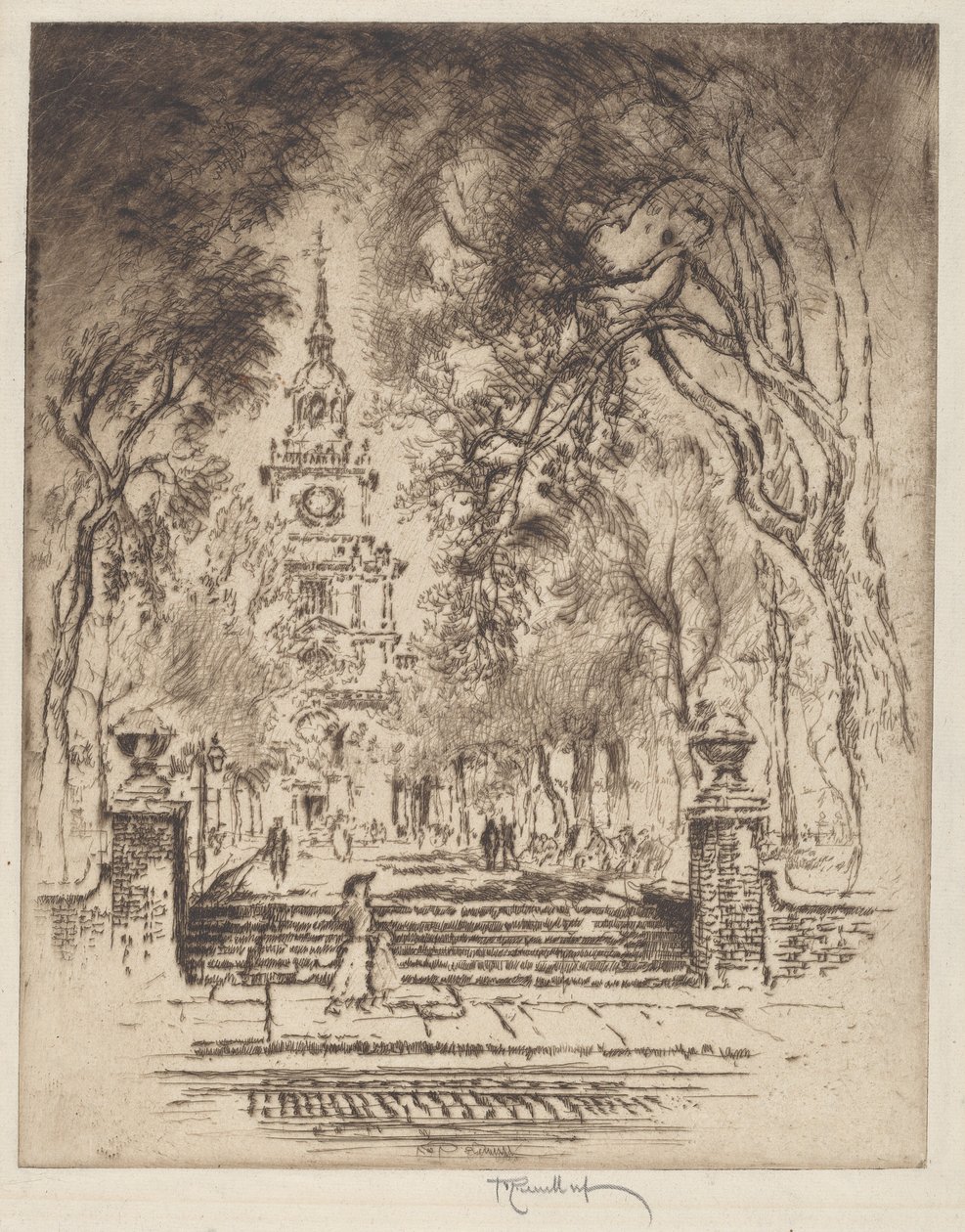 La Plaza, Plaza de la Independencia, Filadelfia de Joseph Pennell