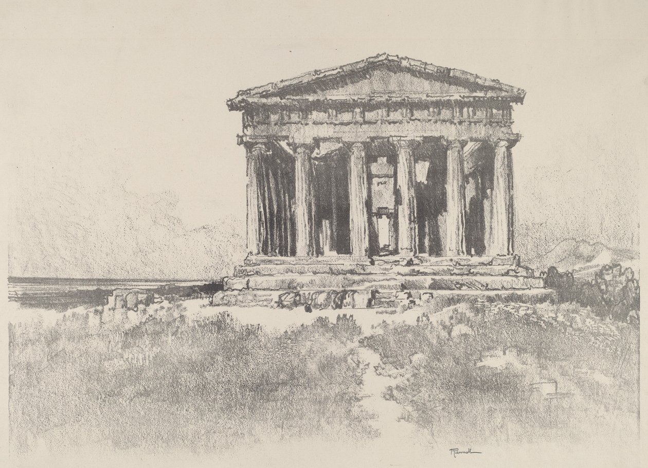 El templo junto al mar, Templo de la Concordia, Girgenti de Joseph Pennell