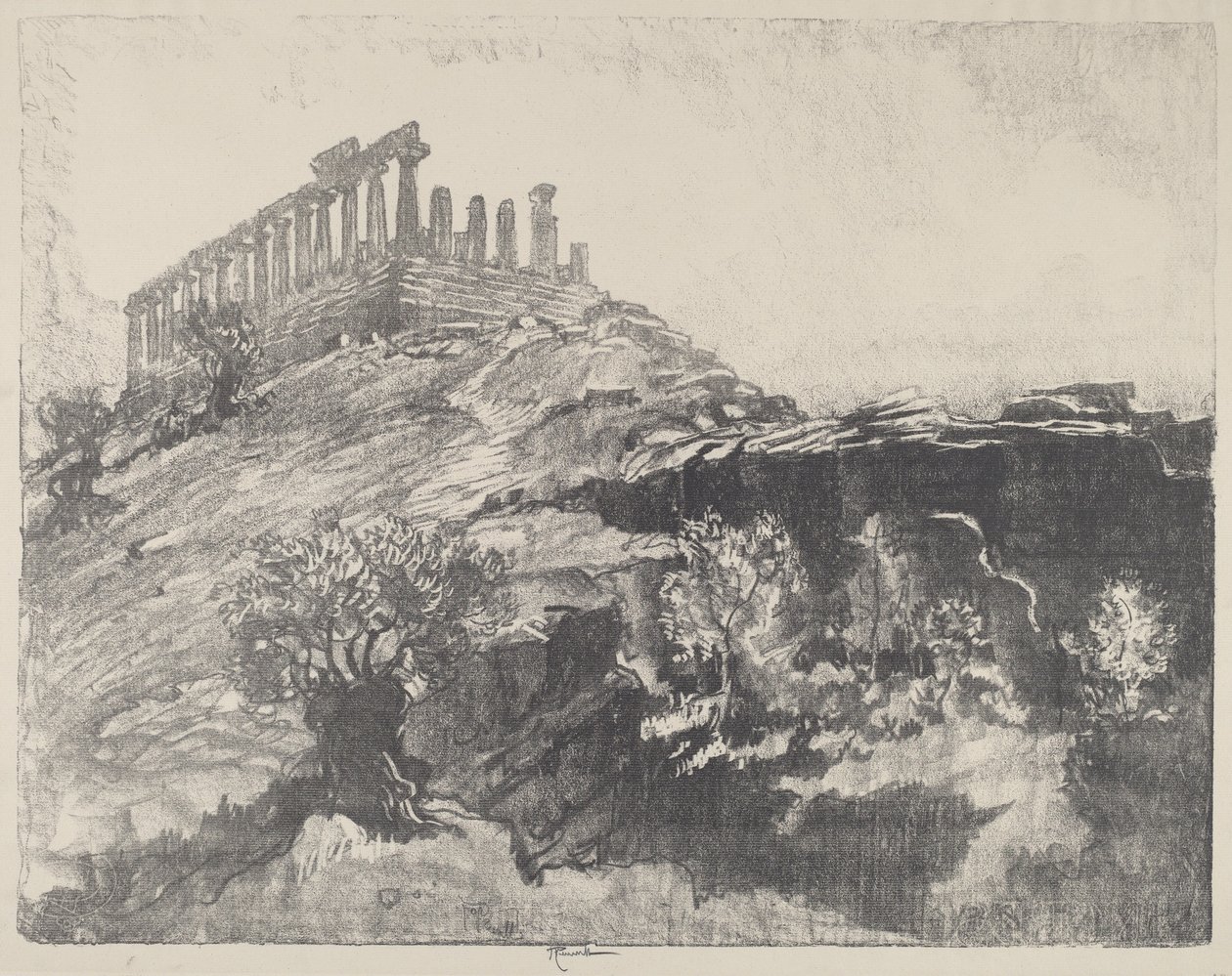 El Templo de la Concordia en la muralla, Girgenti de Joseph Pennell