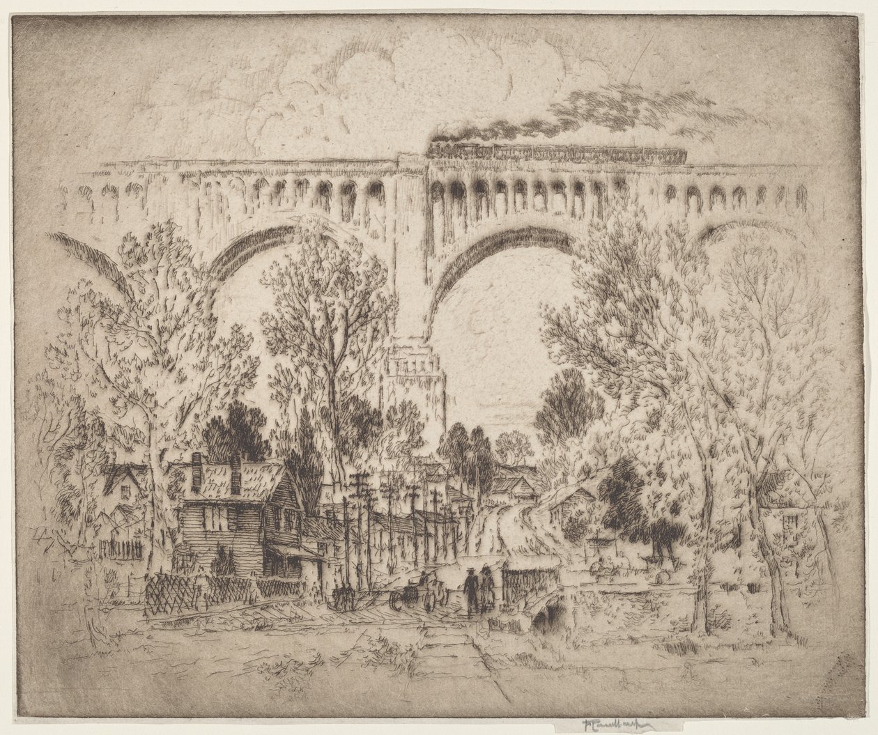 El viaducto, D., L. & W. en Nicholson, Pa. de Joseph Pennell