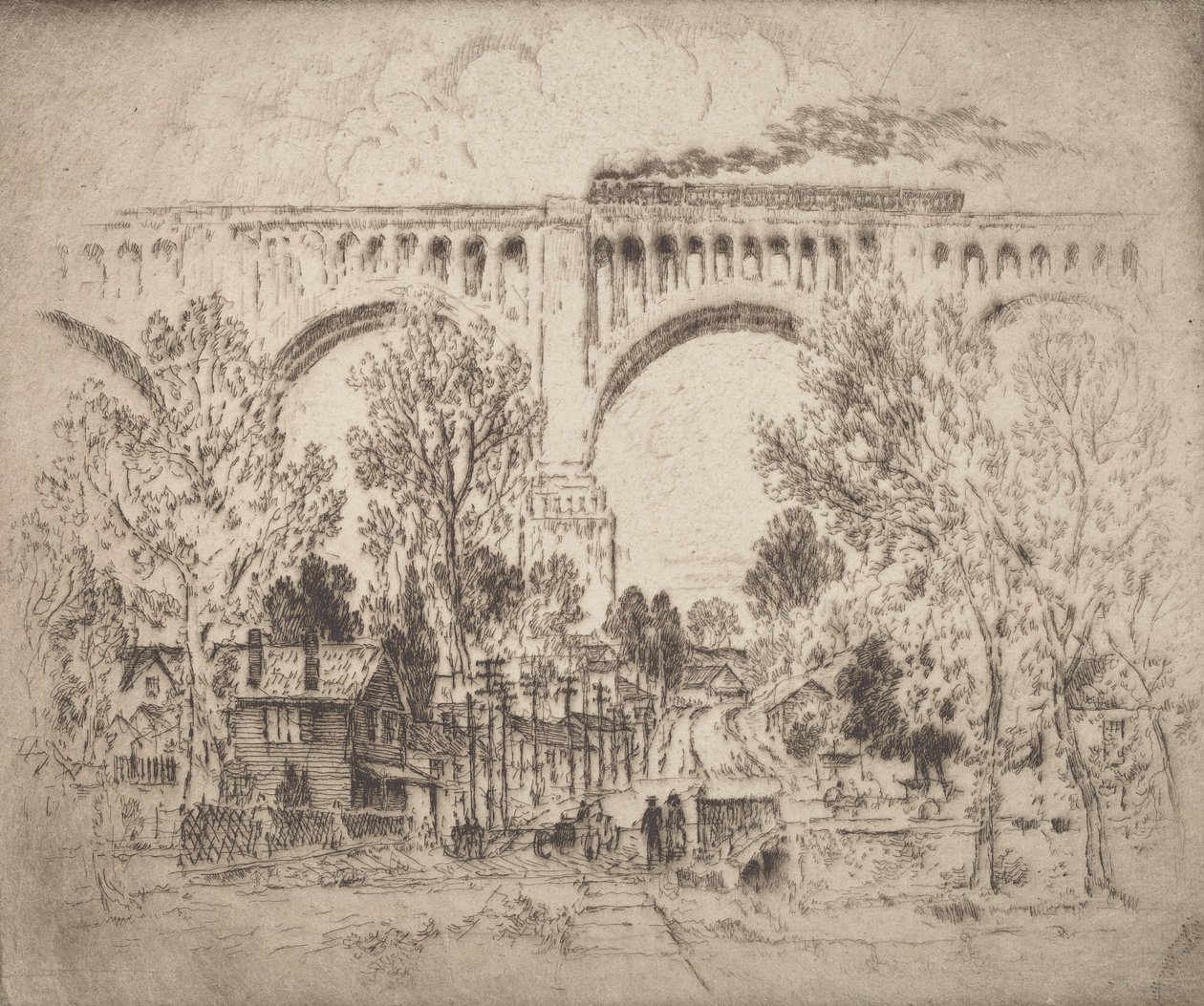 El viaducto, D., L. & W. en Nicholson, Pa., 1919 de Joseph Pennell