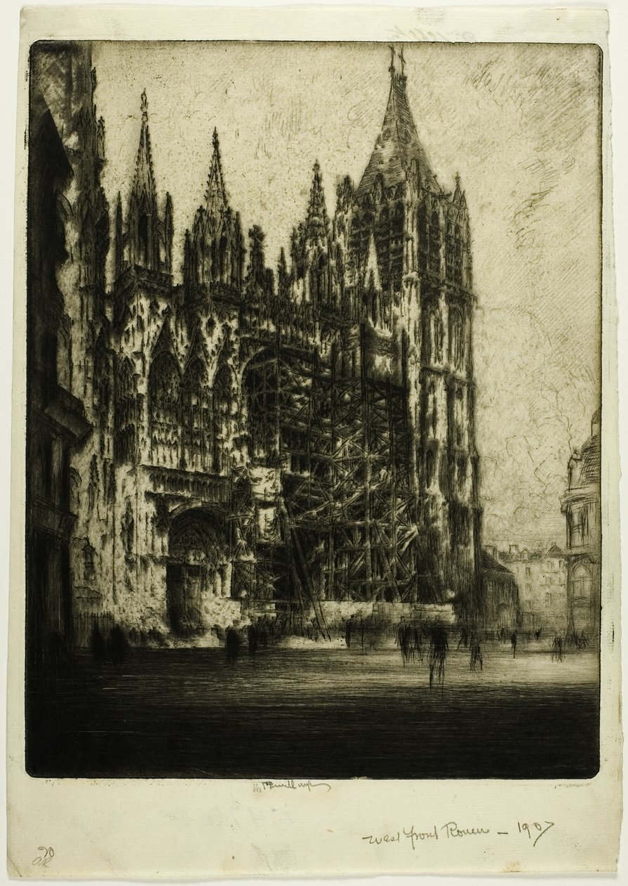 La fachada oeste, Catedral de Rouen de Joseph Pennell