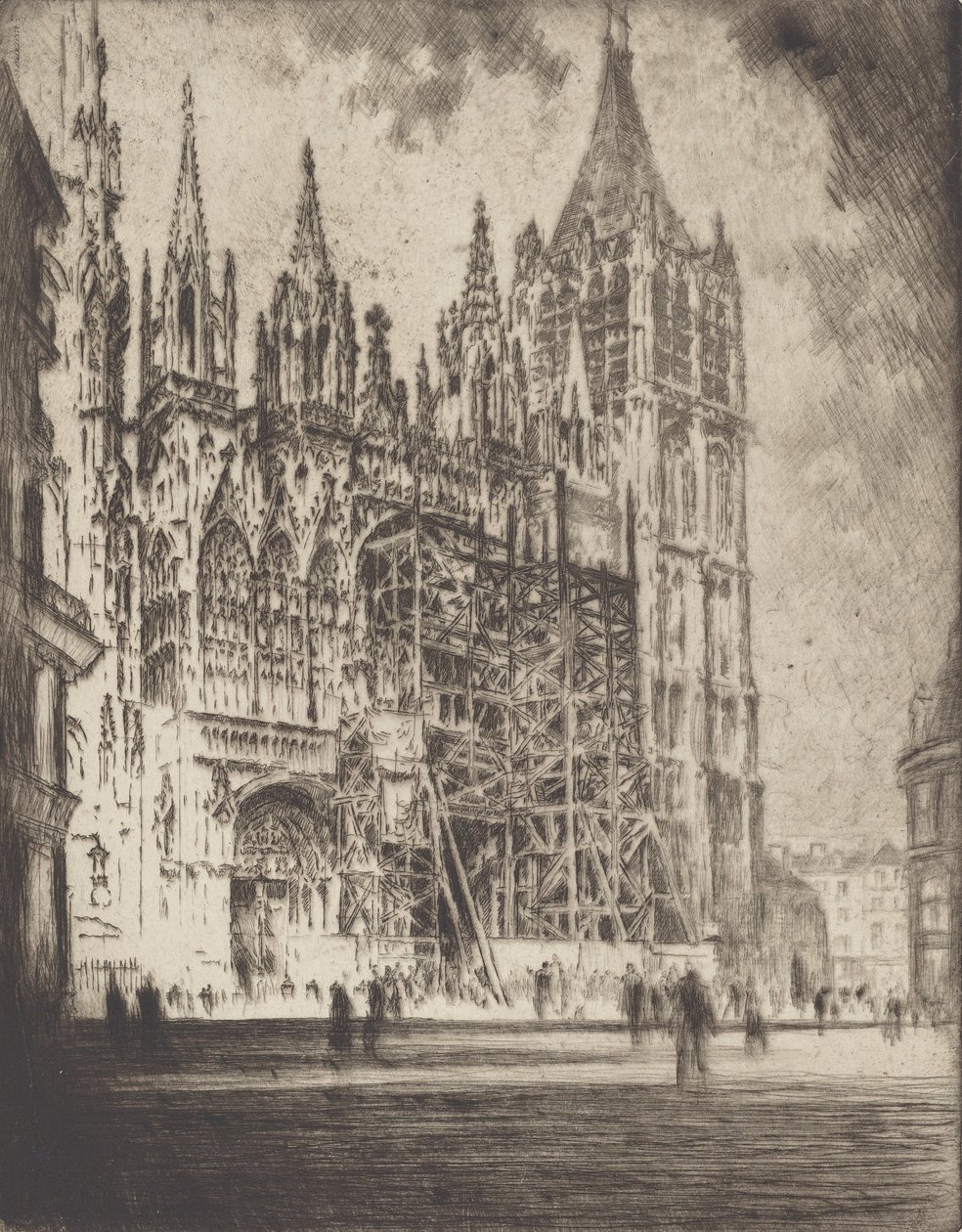 La Fachada Oeste, Catedral de Rouen de Joseph Pennell