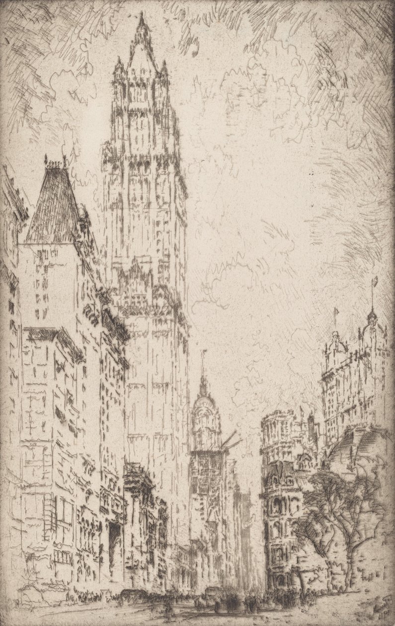 El edificio Woolworth, 1915 de Joseph Pennell