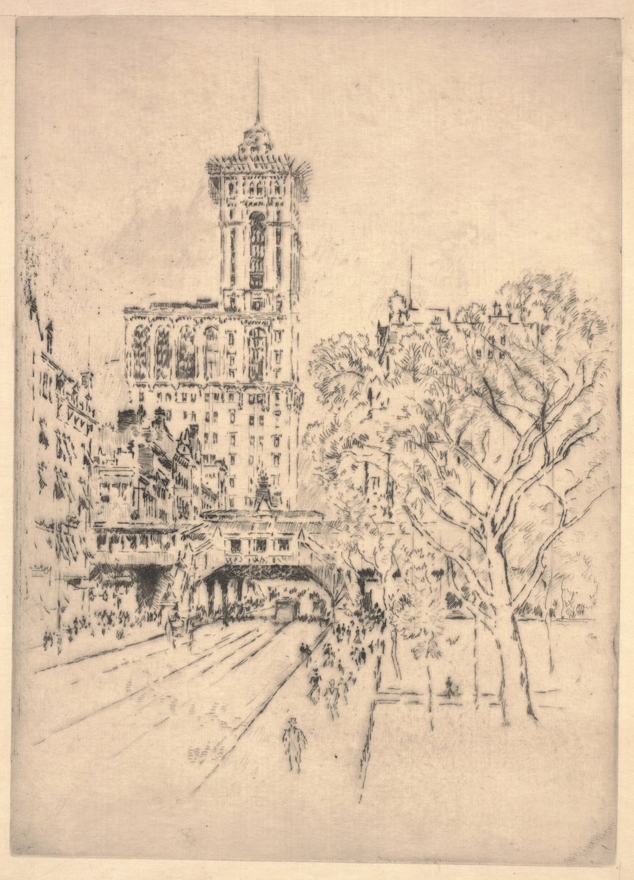 Edificio Times y Calle 42 de Joseph Pennell