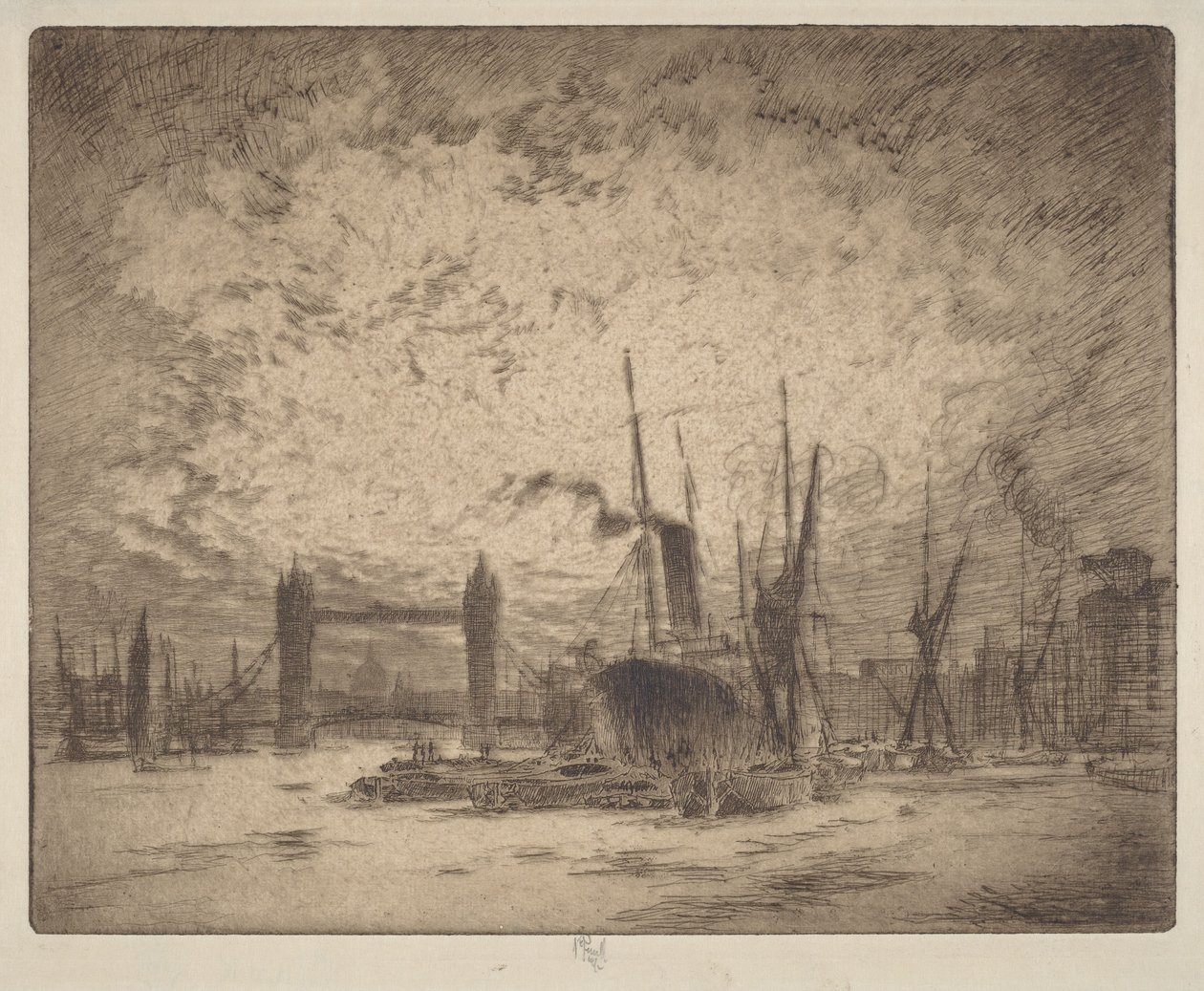 Tower Bridge, al atardecer de Joseph Pennell