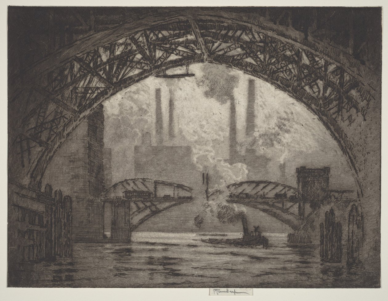 Bajo los puentes, Chicago de Joseph Pennell