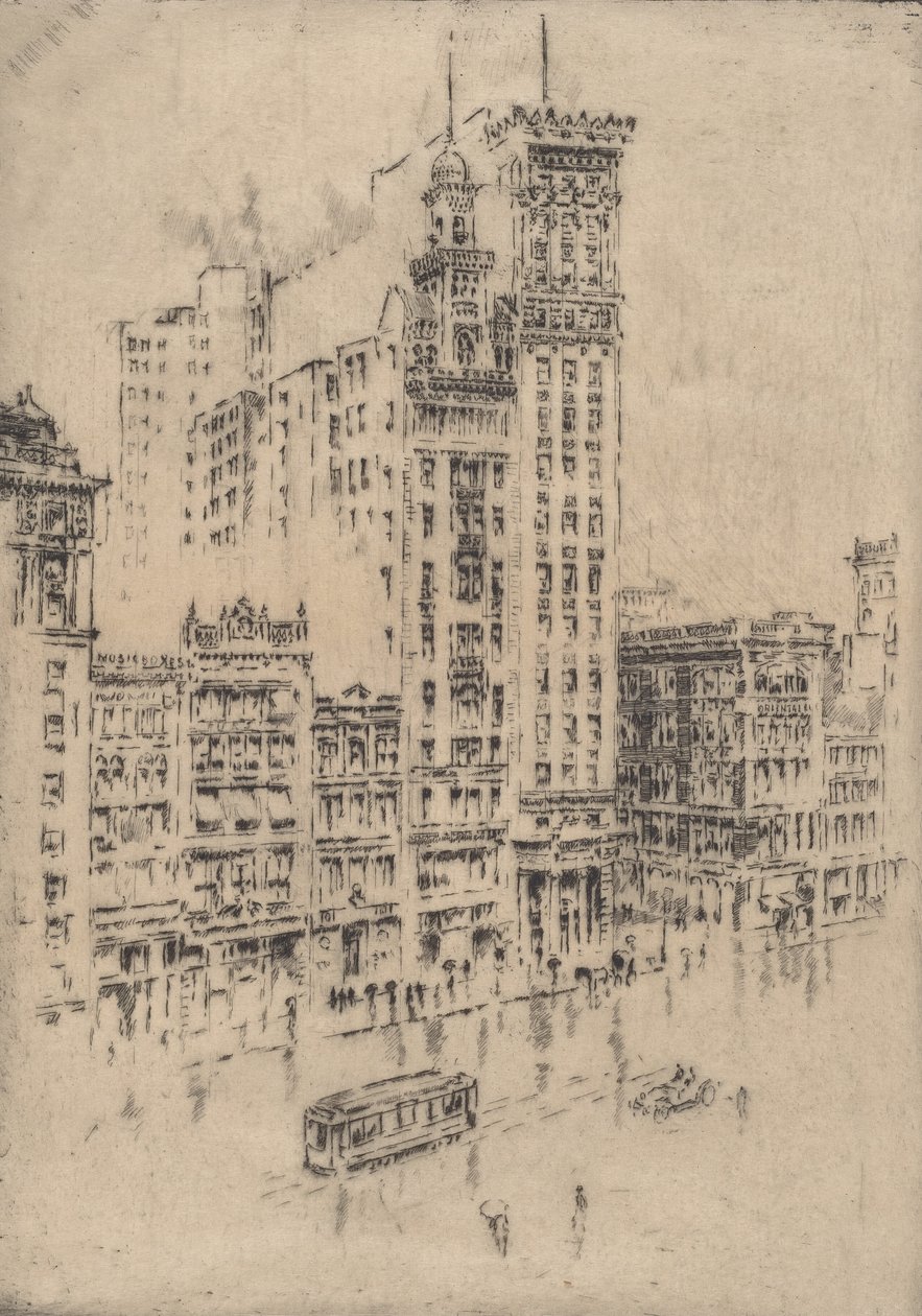 Plaza Unión, Día Lluvioso, 1904 de Joseph Pennell