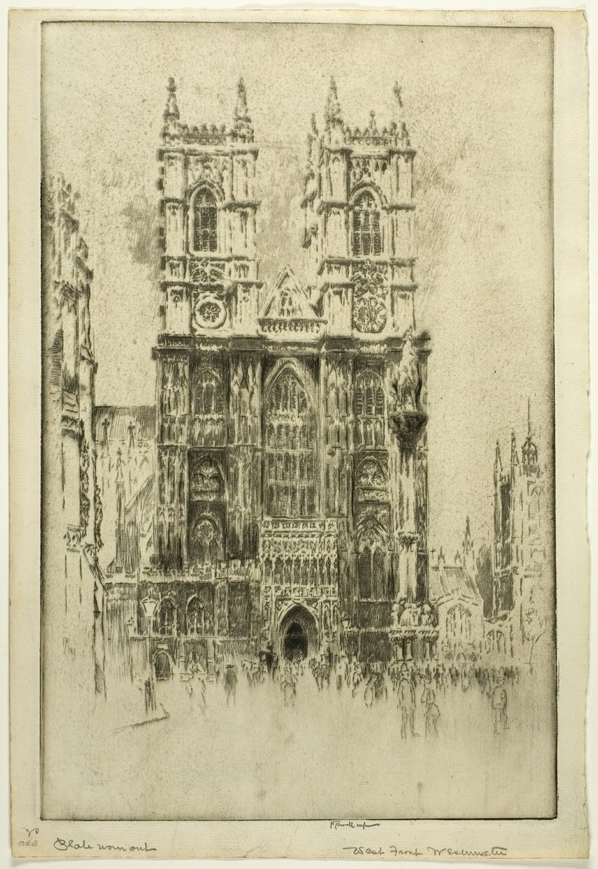 Fachada oeste, Abadía de Westminster de Joseph Pennell