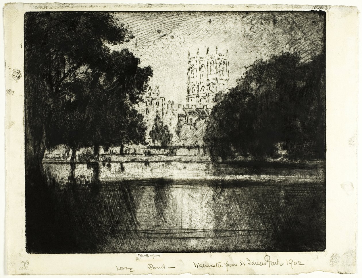 Torres de Westminster, desde Saint James Park de Joseph Pennell