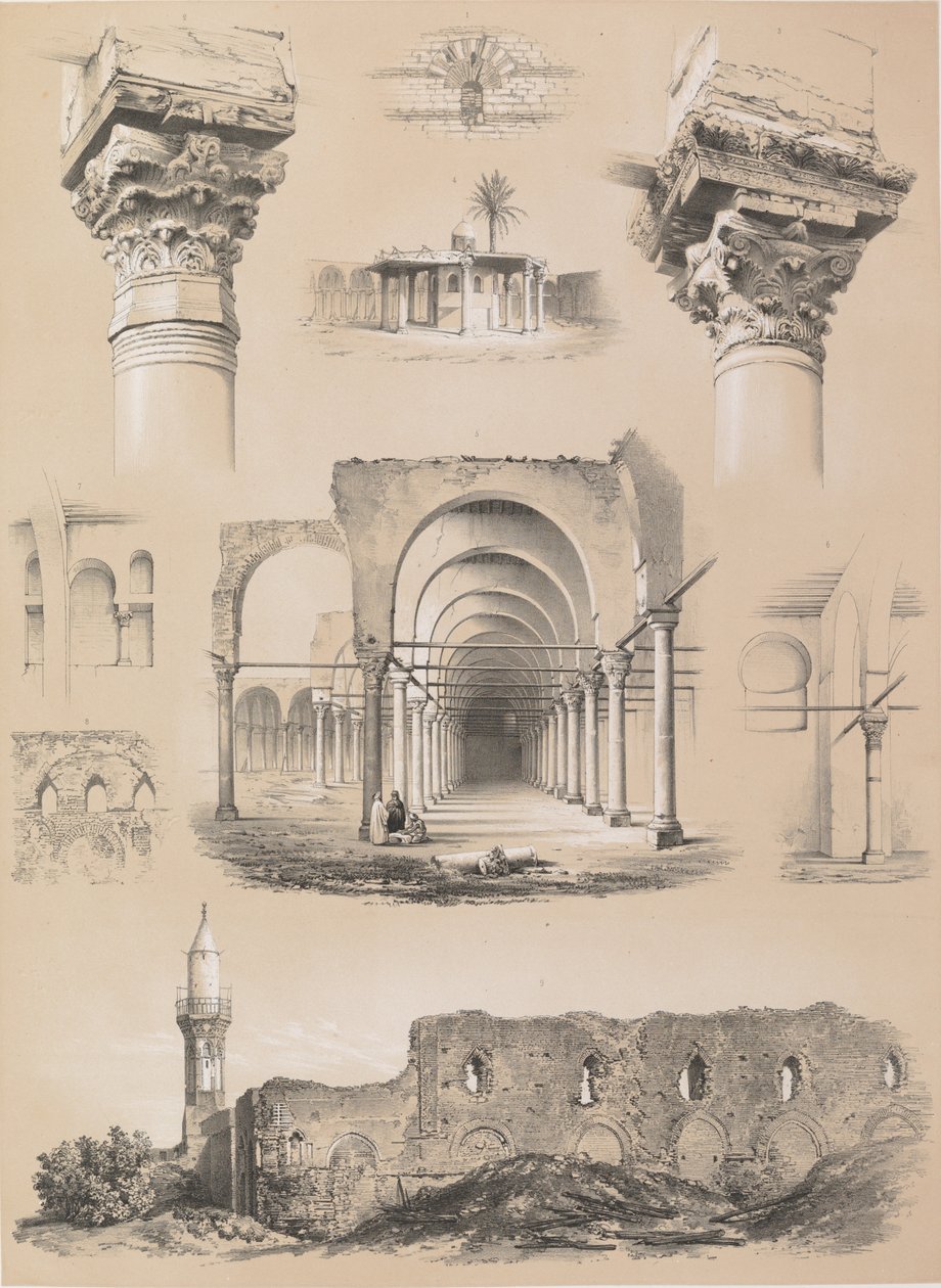 Detalles, mezquita de Amrou, en El Cairo, 1843 de Joseph Philibert Girault De Prangey