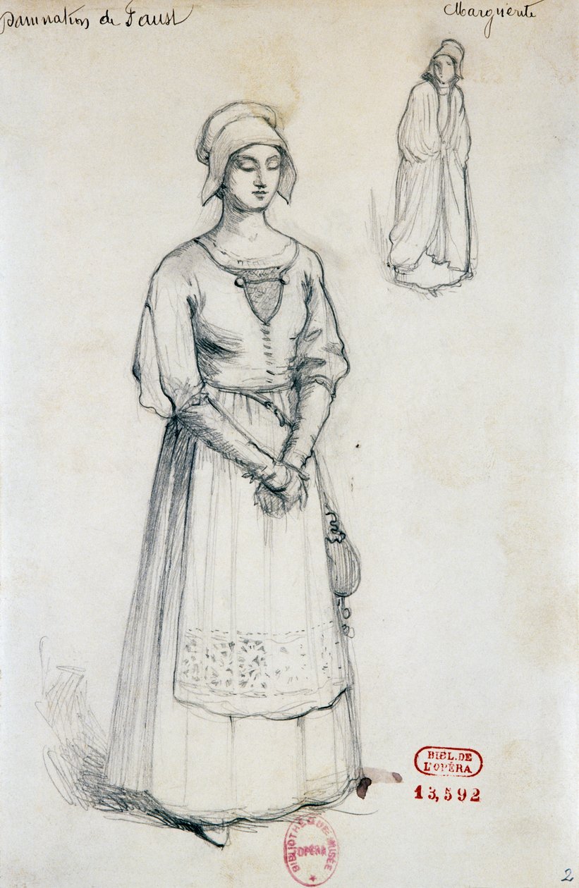 Traje para el personaje de Margarita en La condenación de Fausto de Hector Berlioz, boceto de Joseph Porphyre Pinchon (1871-1953) de Joseph Porphyre Pinchon