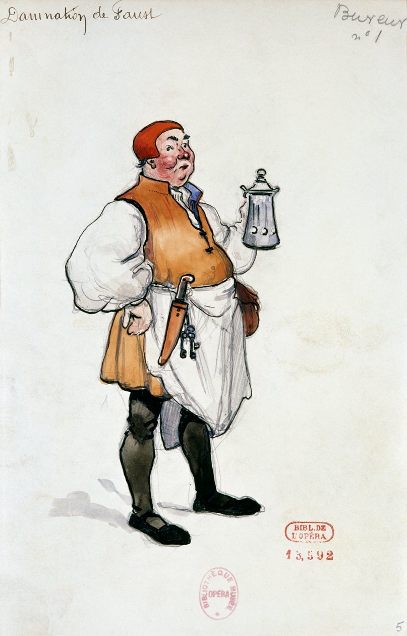 Traje para el personaje del anfitrión en La condenación de Fausto de Hector Berlioz, boceto de Joseph Porphyre Pinchon (1871-1953) de Joseph Porphyre Pinchon