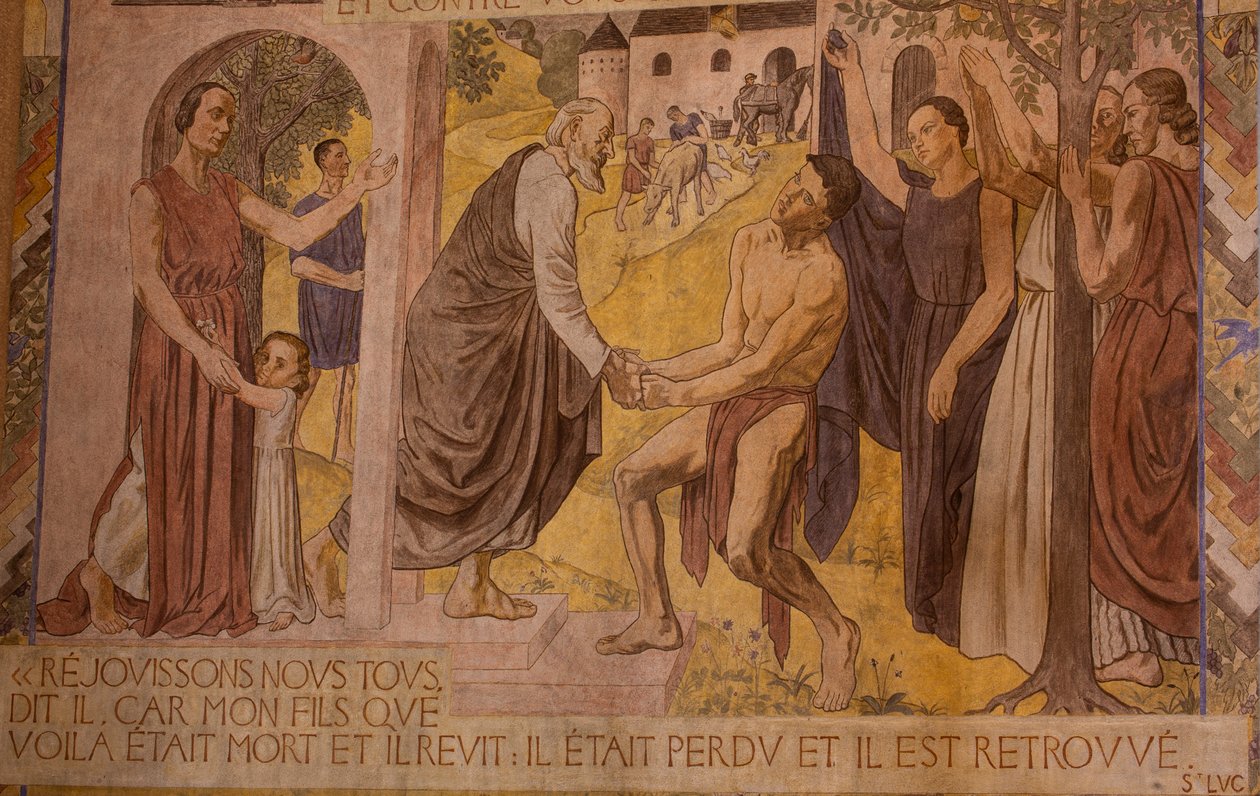 El hijo pródigo. Fresco en la Catedral de Nanterre de Joseph Radan