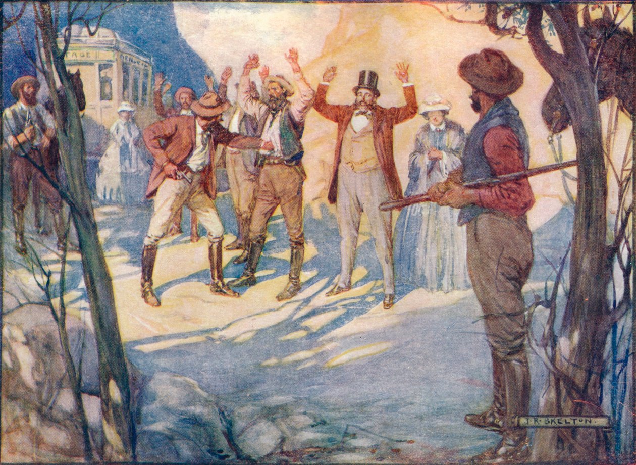 El coche sería asaltado y todos los pasajeros robados, c1908, c1920 de Joseph Ratcliffe Skelton