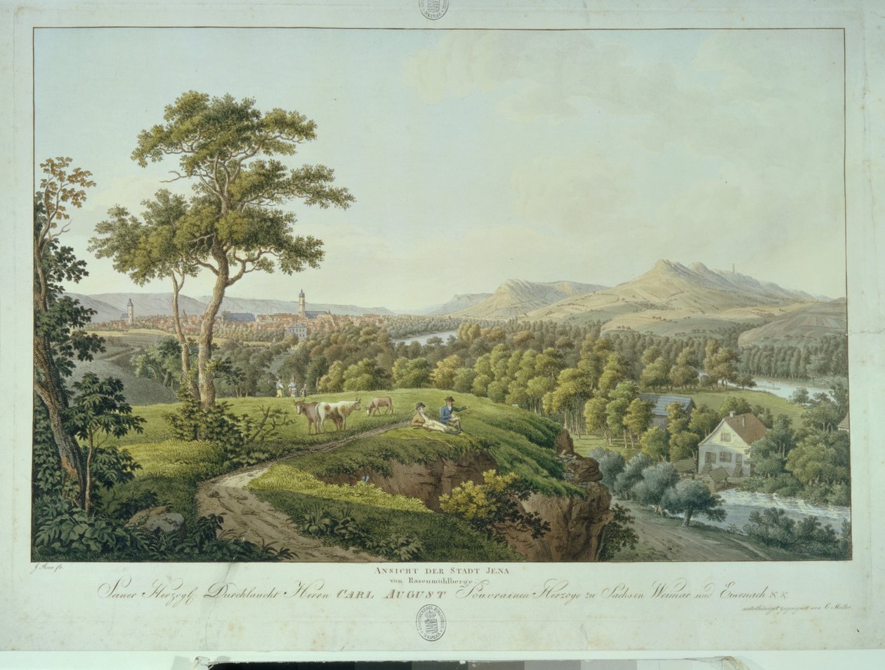 Vista de Jena desde Rasenhuehlberg, c.1810 de Joseph Roux