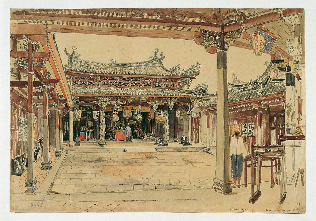 Patio de un templo chino en Singapur. de Joseph Selleny