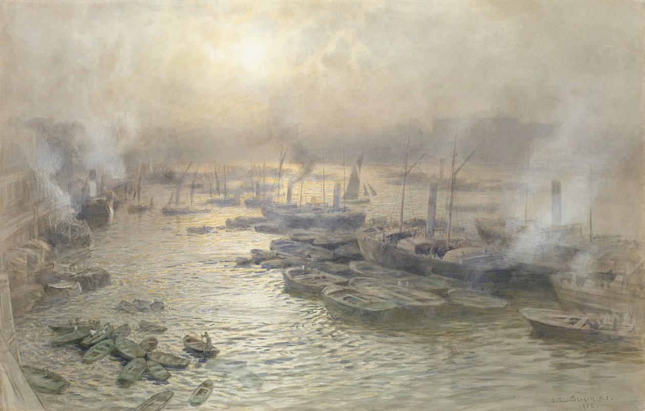 Puesta de sol de invierno, Westminster, 1902 de Joseph Severn