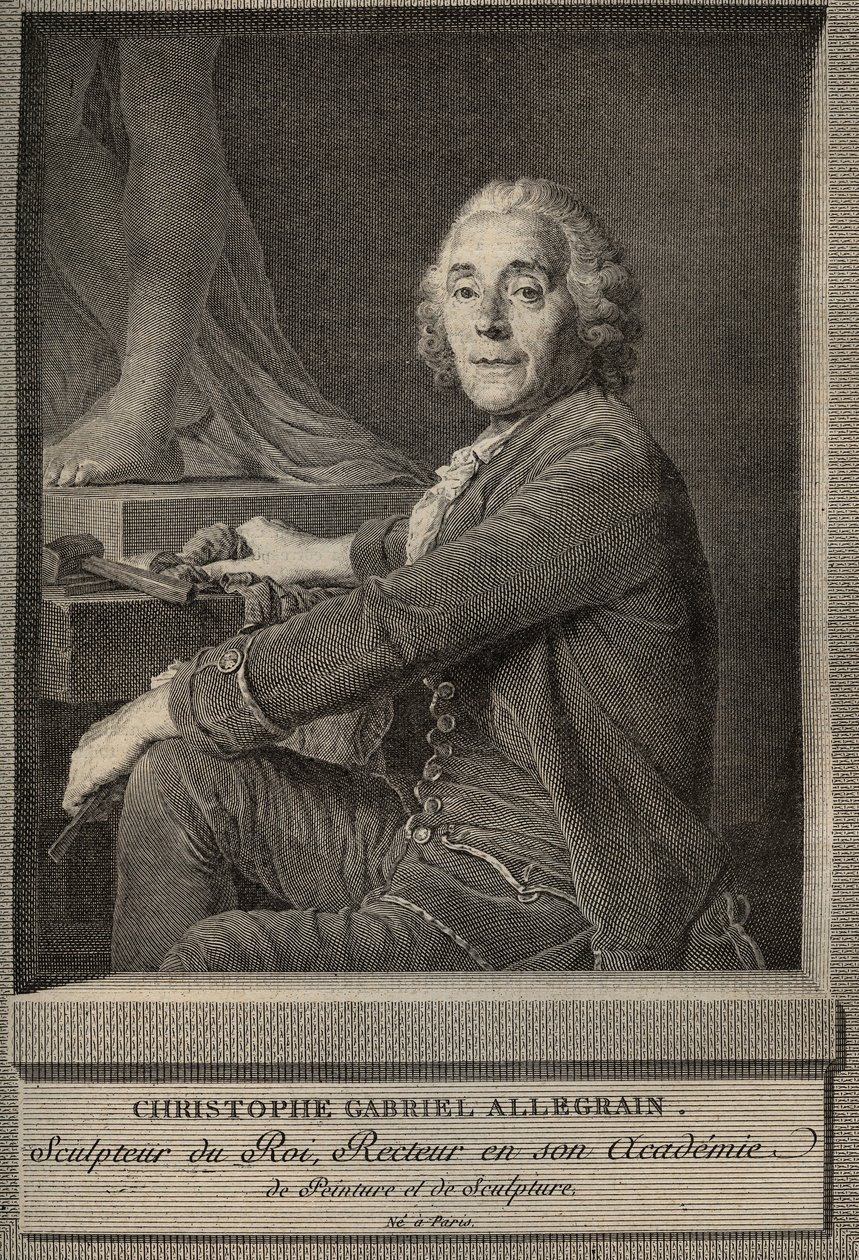 Retrato de Christophe-Gabriel Allegrain (1710-1795) escultor francés - grabado después de la pintura de Joseph-Siffrein Duplessis de Joseph Siffred (after) Duplessis