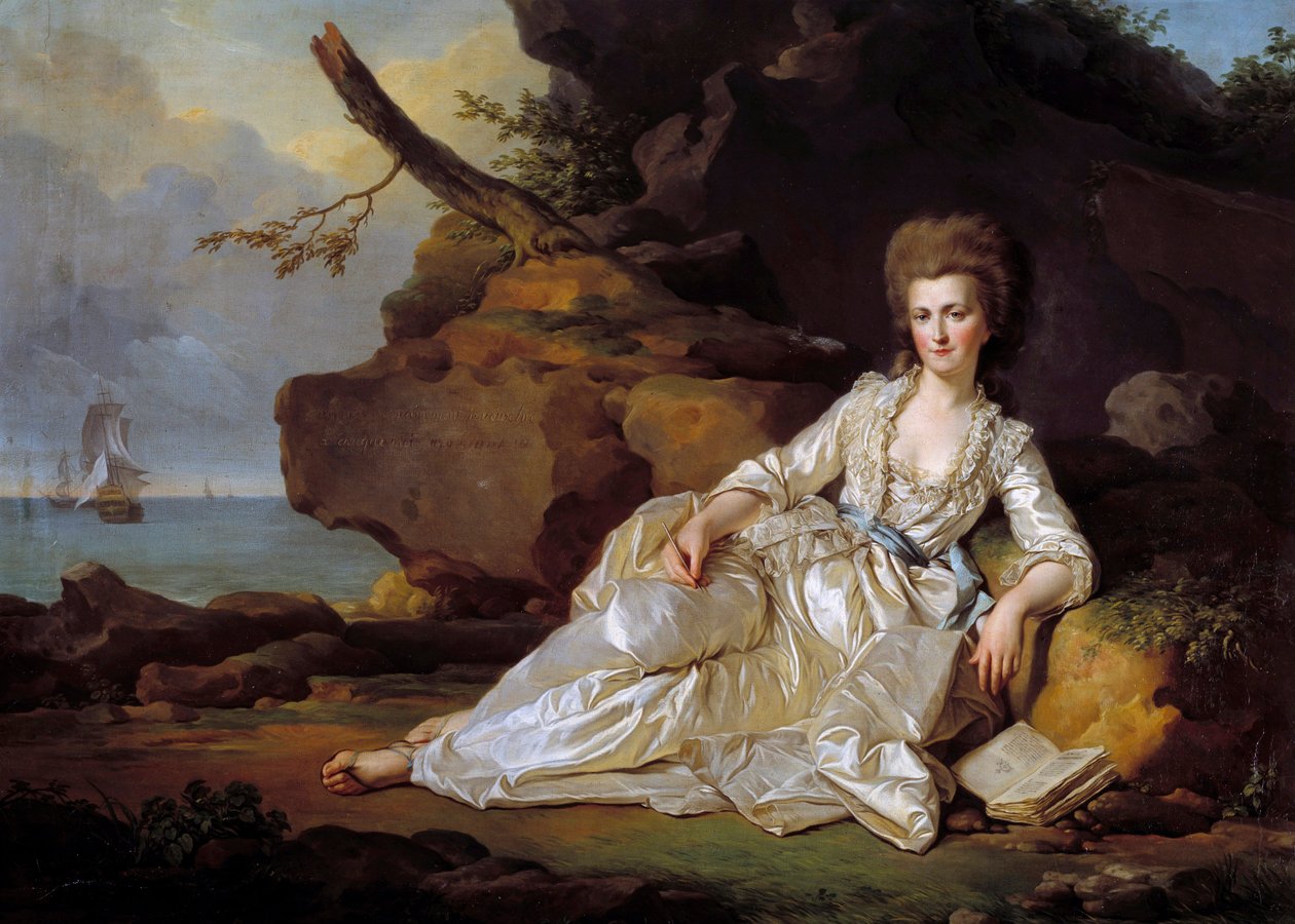 Retrato de la Duquesa de Chartres (1753-1821) en presencia del buque el Espíritu Santo que lleva al Duque de Chartres a la Batalla de Ouessant de Joseph Siffred Duplessis