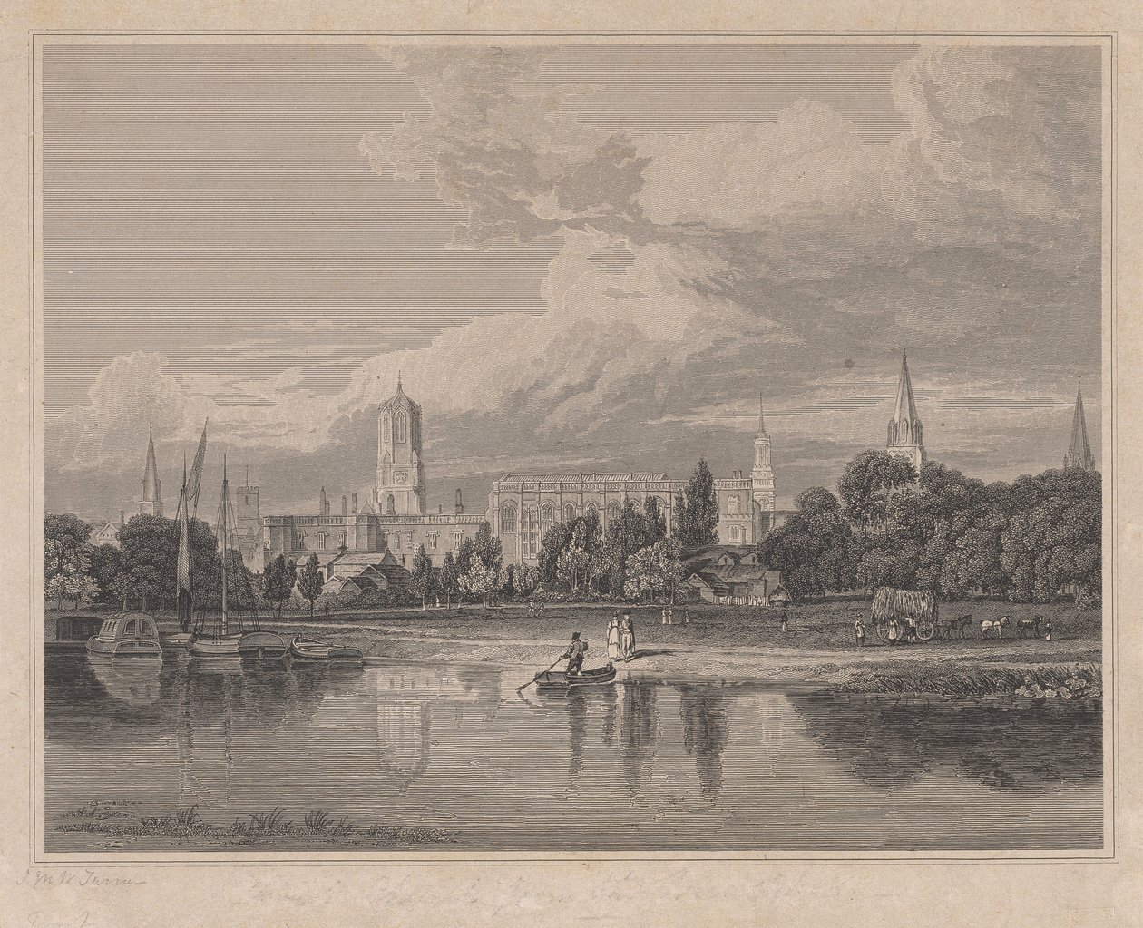 Vista sur de Christ Church, etc. desde los prados... de Joseph Skelton