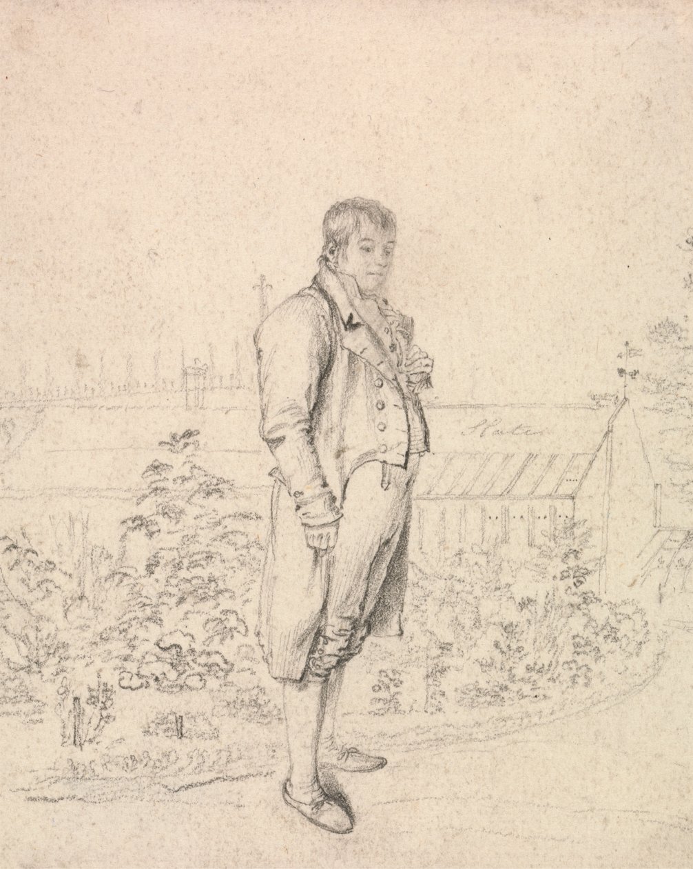 Boceto de Sir Walter Scott en un jardín de Joseph Slater