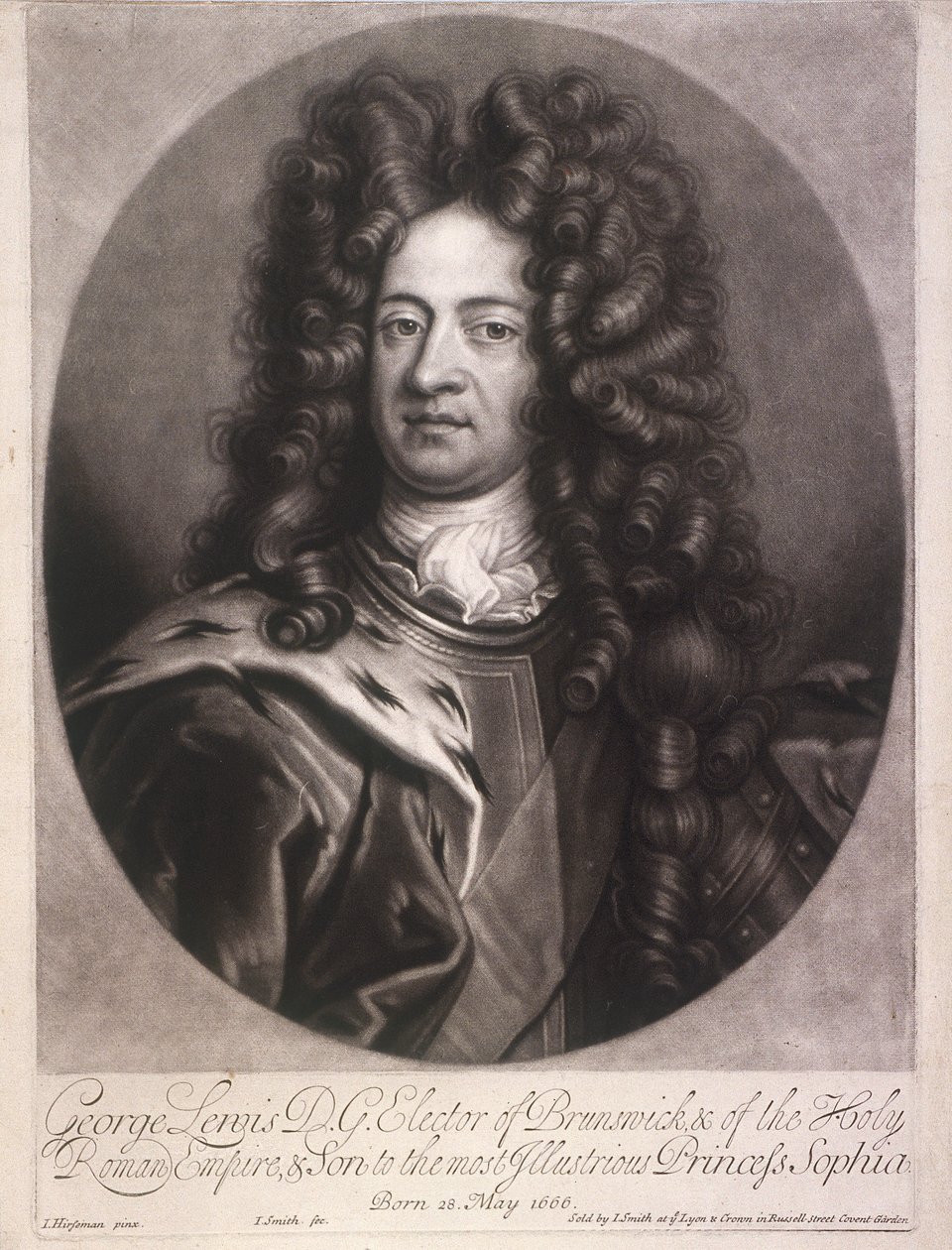 Retrato ovalado de Jorge I, Rey de Gran Bretaña, c. 1700 de Joseph Smith