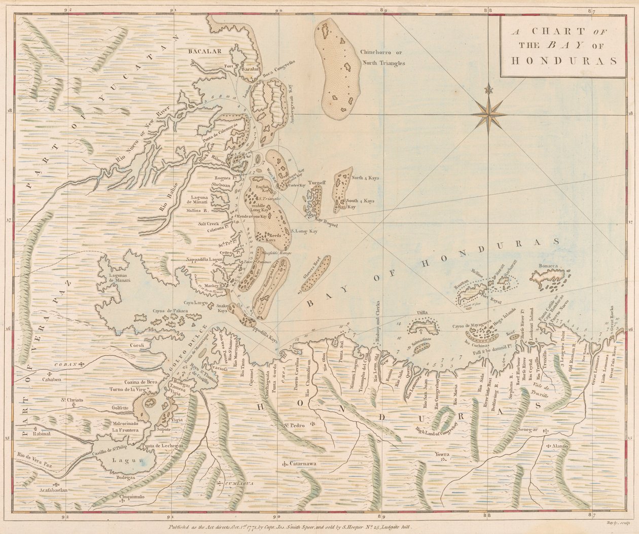 Carta de la Bahía de Honduras de Joseph Smith Speer