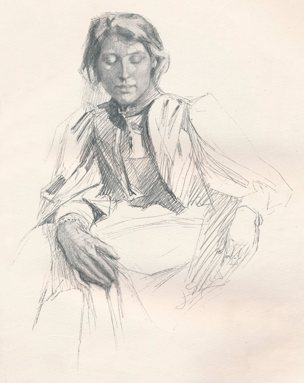 Estudio en lápiz de plomo, c1897 de Joseph Syddall