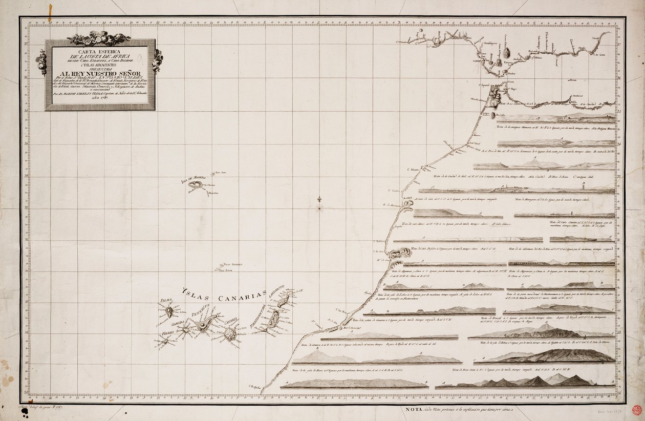 Mapa de la costa occidental de África y las islas Canarias de Joseph Varelay Ulloa