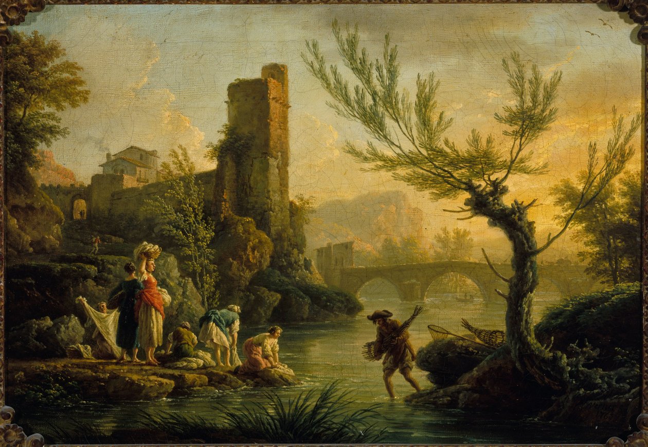 Paisaje con lavanderas, 1763 (óleo sobre lienzo) de Joseph Vernet