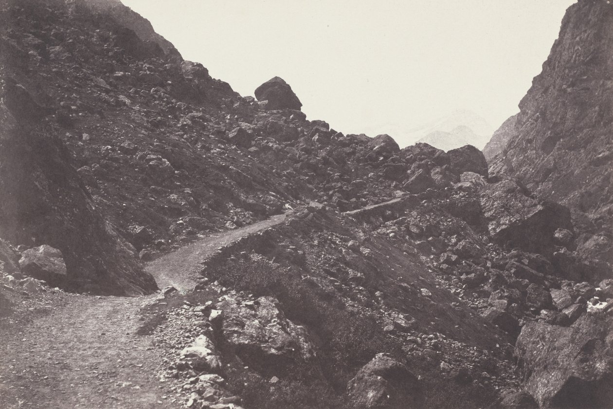 Saint-Sauveur. Sentier du chaos conduisant à Gavarnie (Saint-Sauveur. El camino del caos que conduce a Gavarnie),1853 (foto) de Joseph Vigier