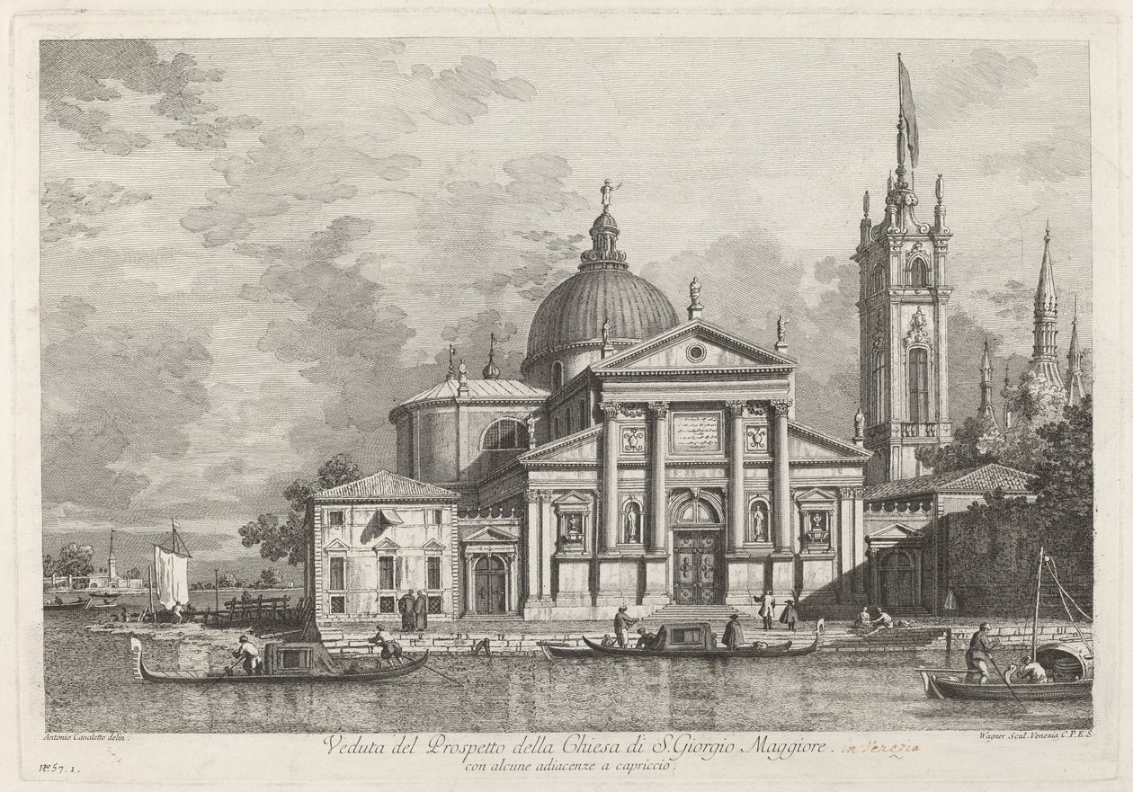 Veduta del Prospetto della Chiesa di S. Giorgio Maggiore, 1742 de Joseph Wagner